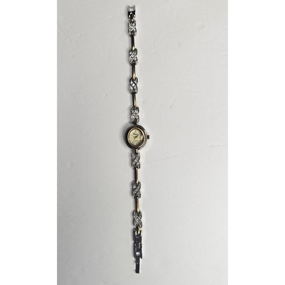 Vintage ROYALTON Rhinestone Gold Silver Women's WATCH New Gift As Is Rare NOS - Picture 3 of 10